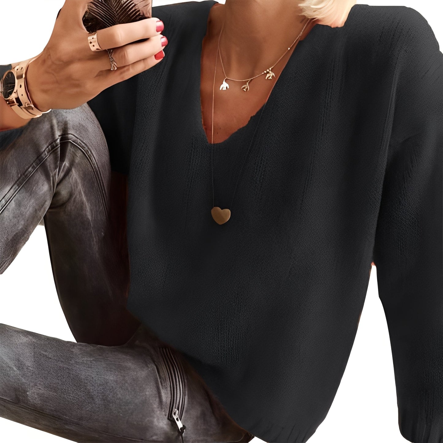 Dorris - Pulover lejer, simplu cu mâne lungi pentru dame