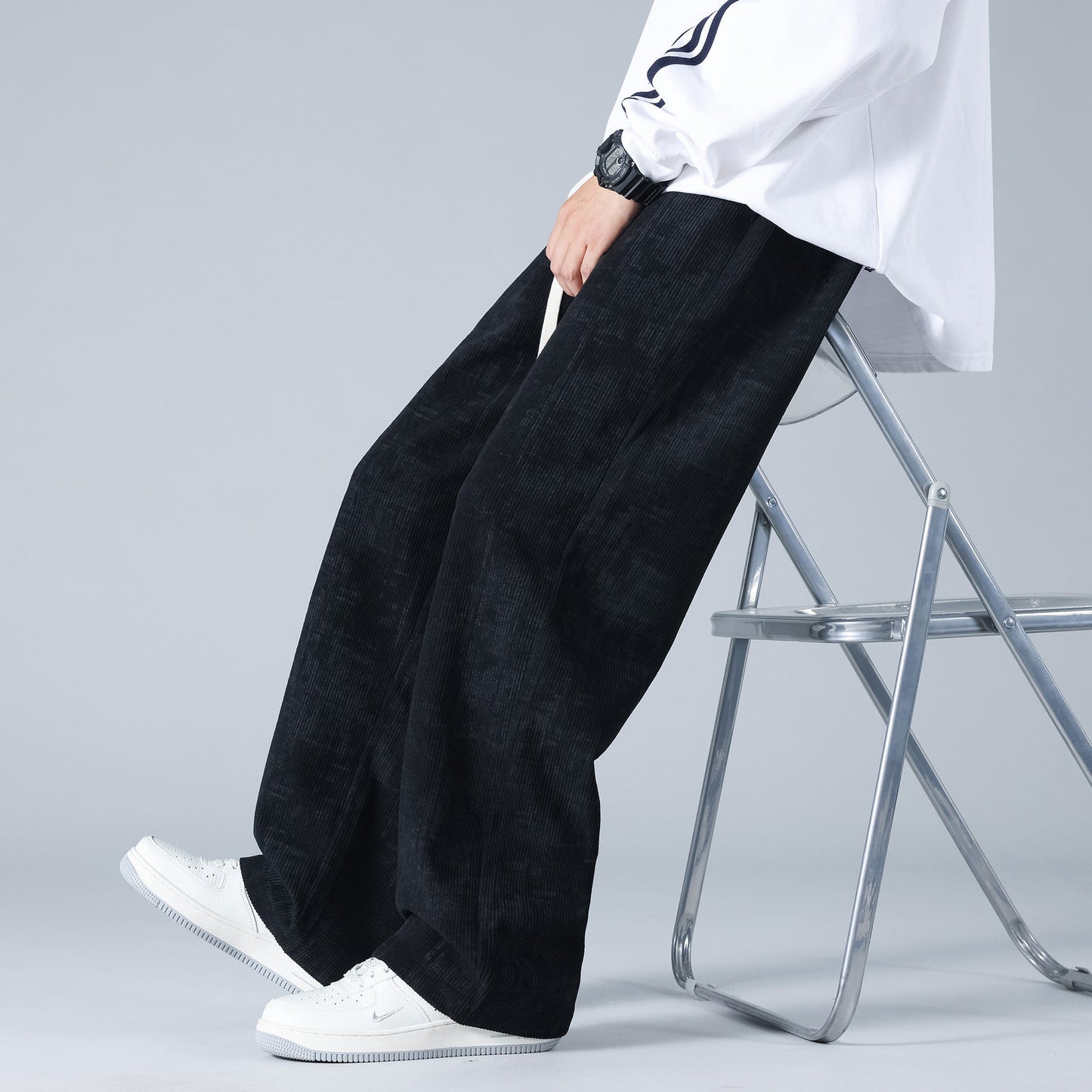 Larry - Stil ocazional, pantaloni cord din velur pentru bărbați