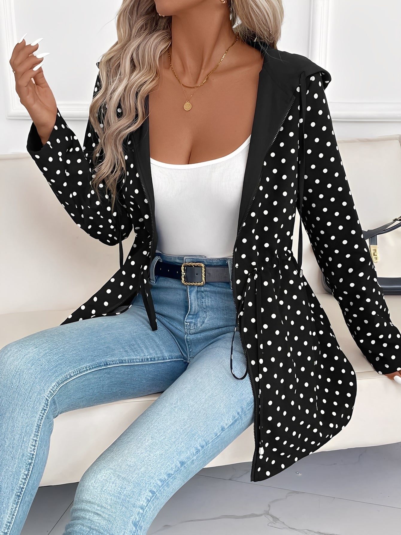 Jennelle - Jachetă reversibilă stilată cu glugă pentru femei