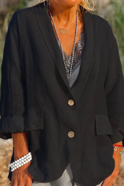 Jessica - Jachetă din in ușoară cu închidere cu nasturi
