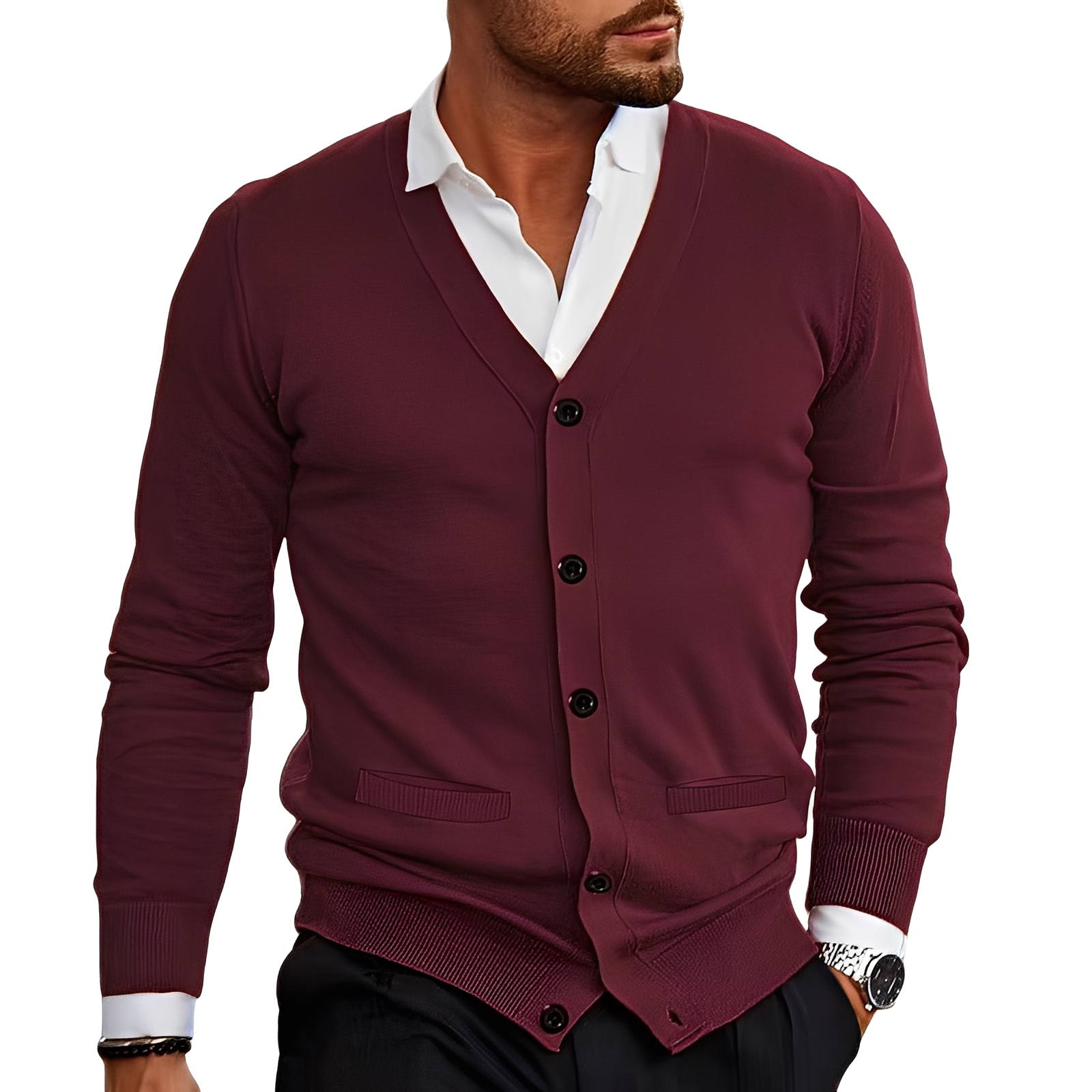 Holden – Cardigan Casual cu Nasturi pentru Bărbați