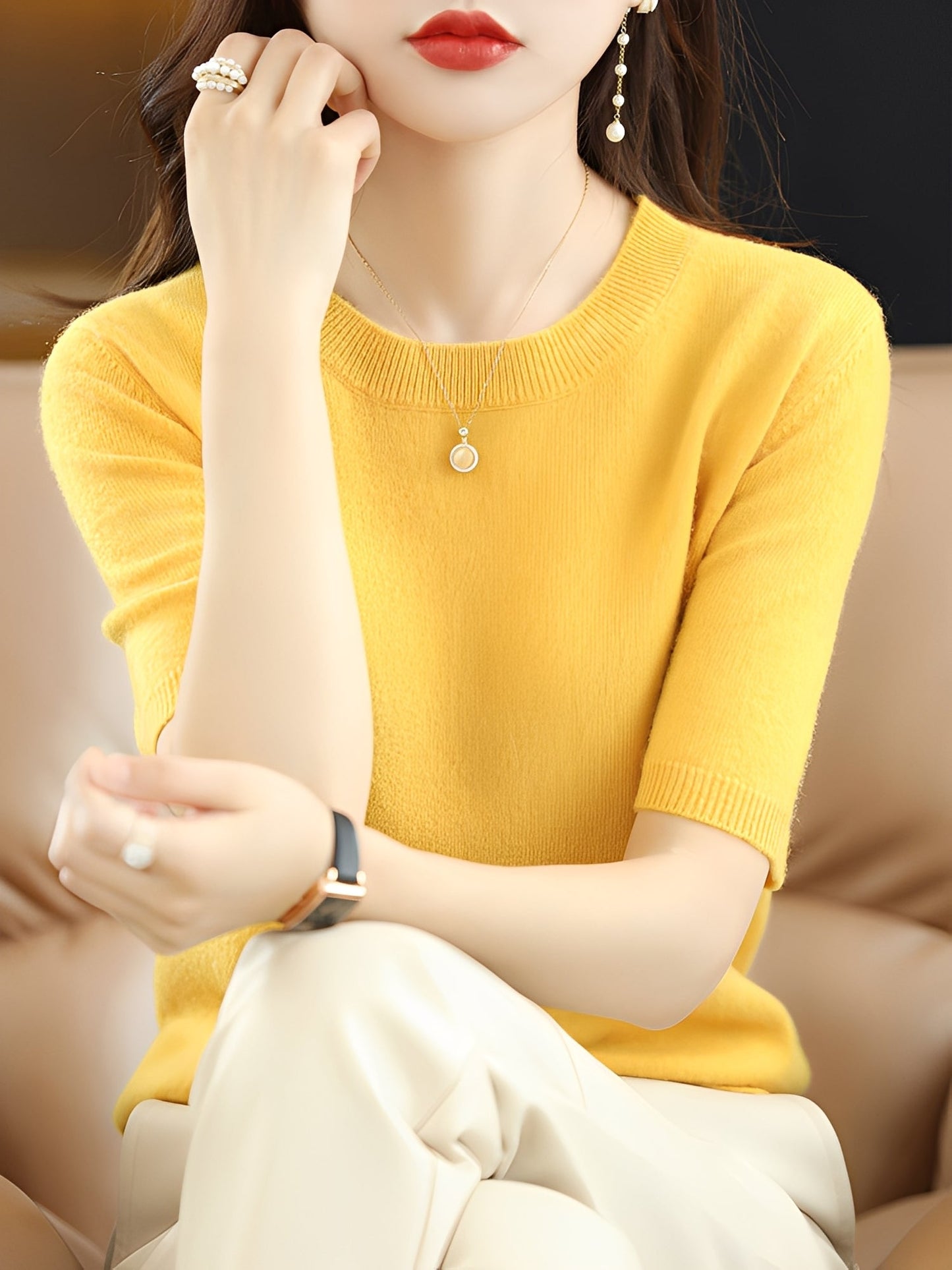 Blandine - Pulover de damă cu mâneci scurte