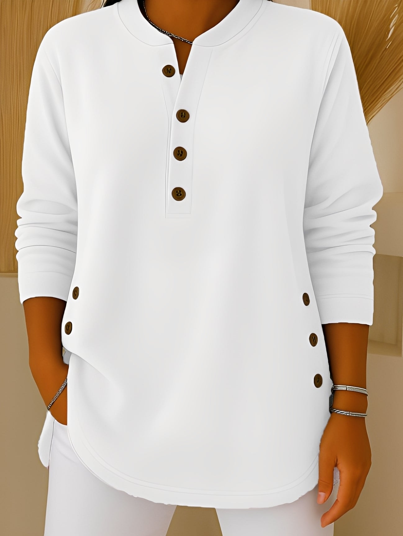 Jocelyn - Pulover tricotat lejer cu nasturi pentru femei