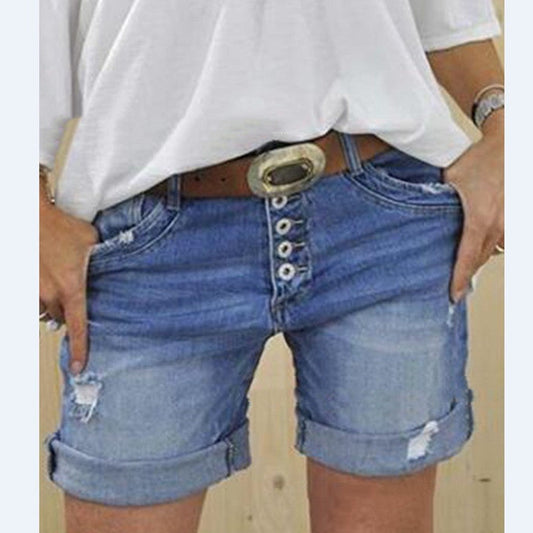 Wilda - Shorts din denim rupt