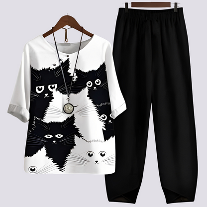 Jodie - Set stil elegant, confortabil cu print pentru femei