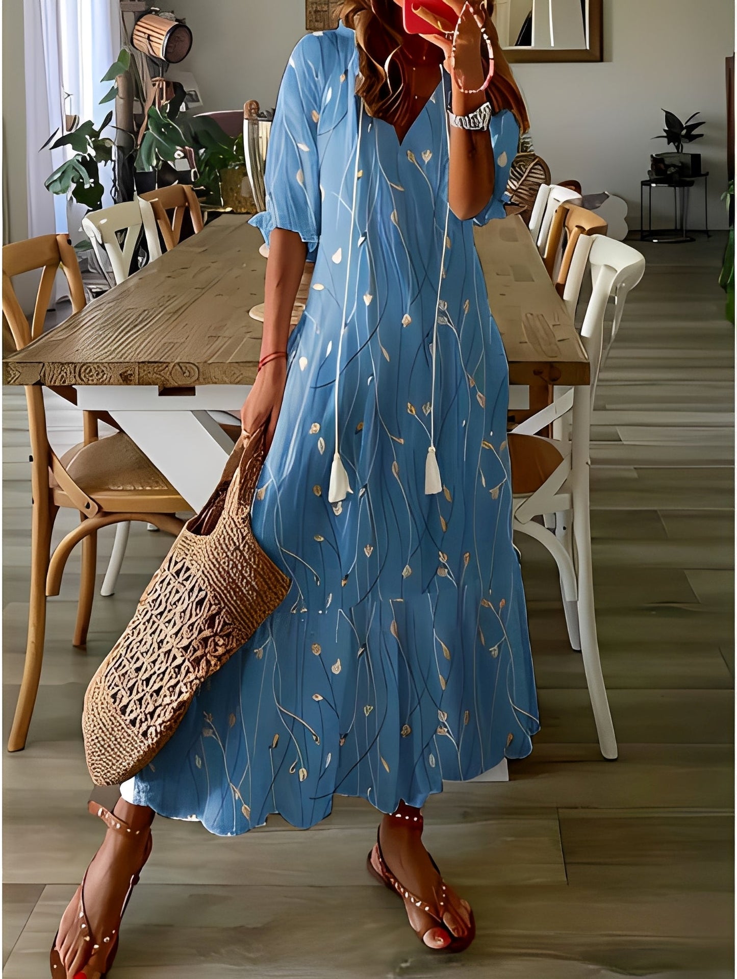 Domitille - Rochie elegantă cu decolteu în V lejer pentru femei