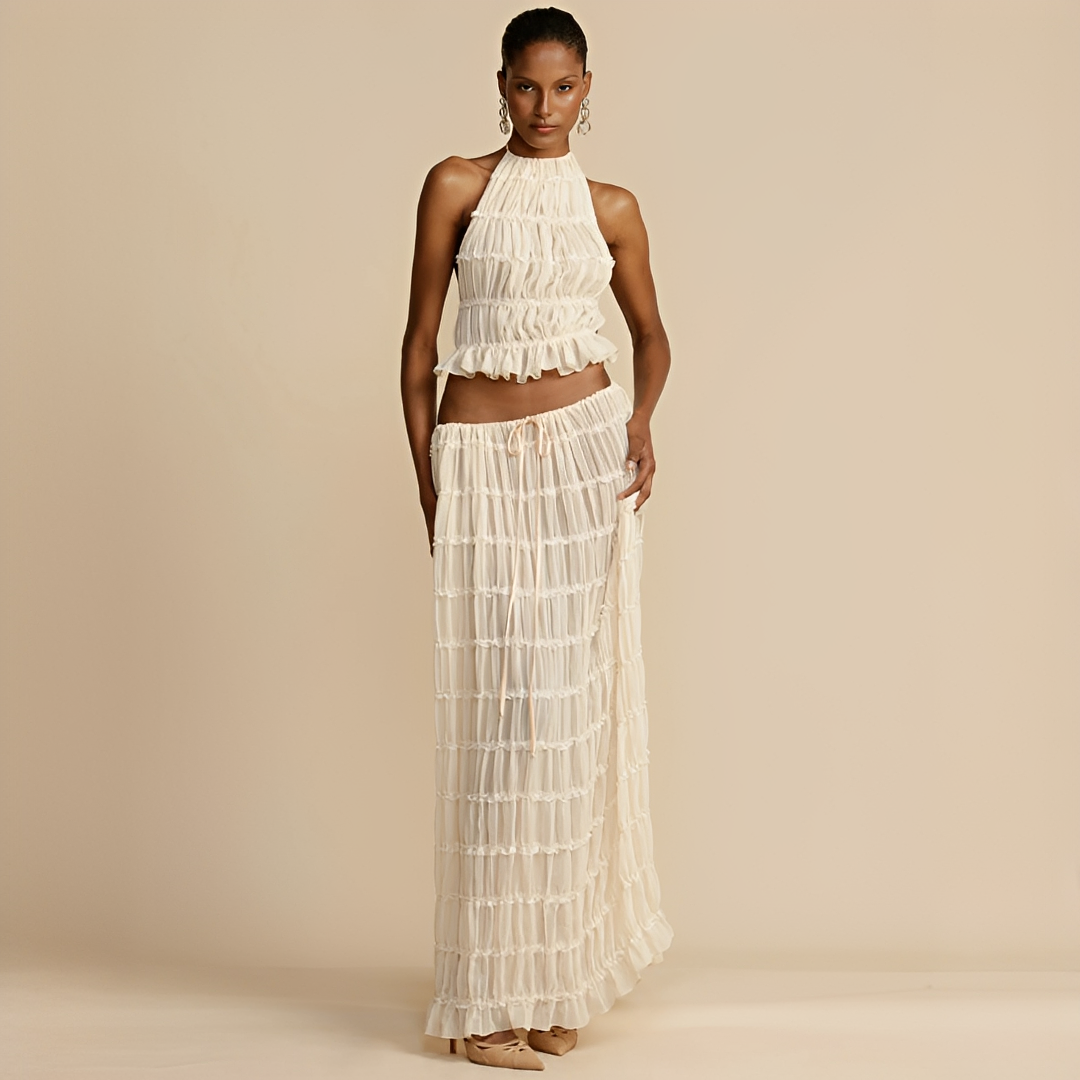 Kalea - Ansamblu top și fustă de vară pentru femei