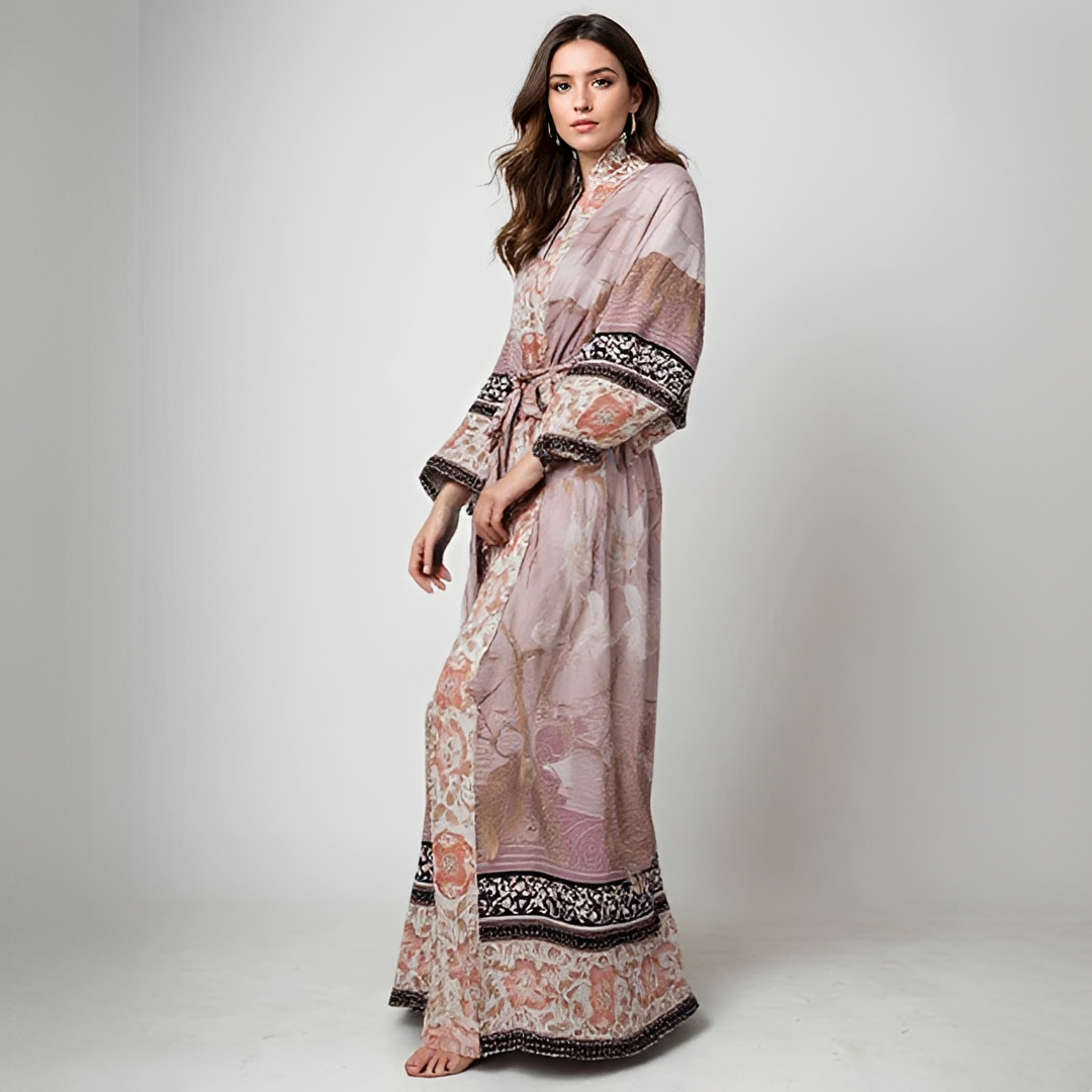 Barbarra - Rochie elegantă și lungă cu imprimeu floral pentru femei