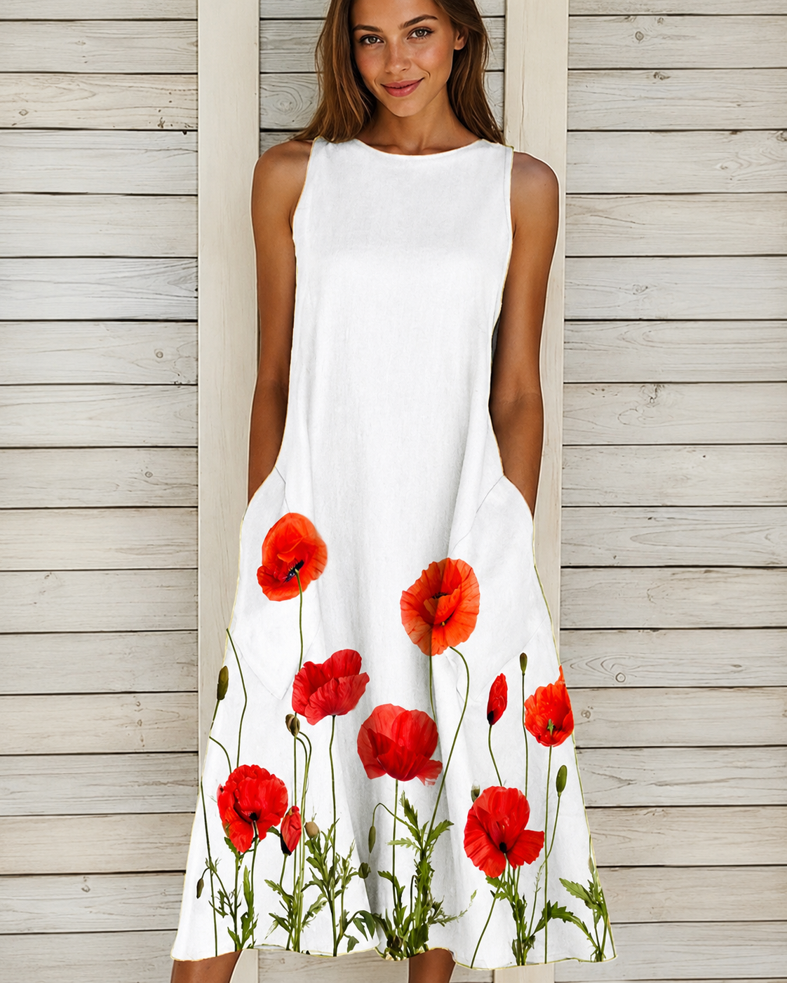 Denique - Rochie Midi Vintage și Fluidă