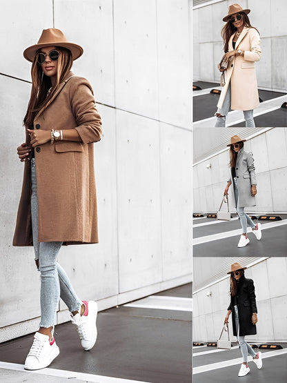 Rhetta - Palton elegant de lână cu nasturi pentru femei