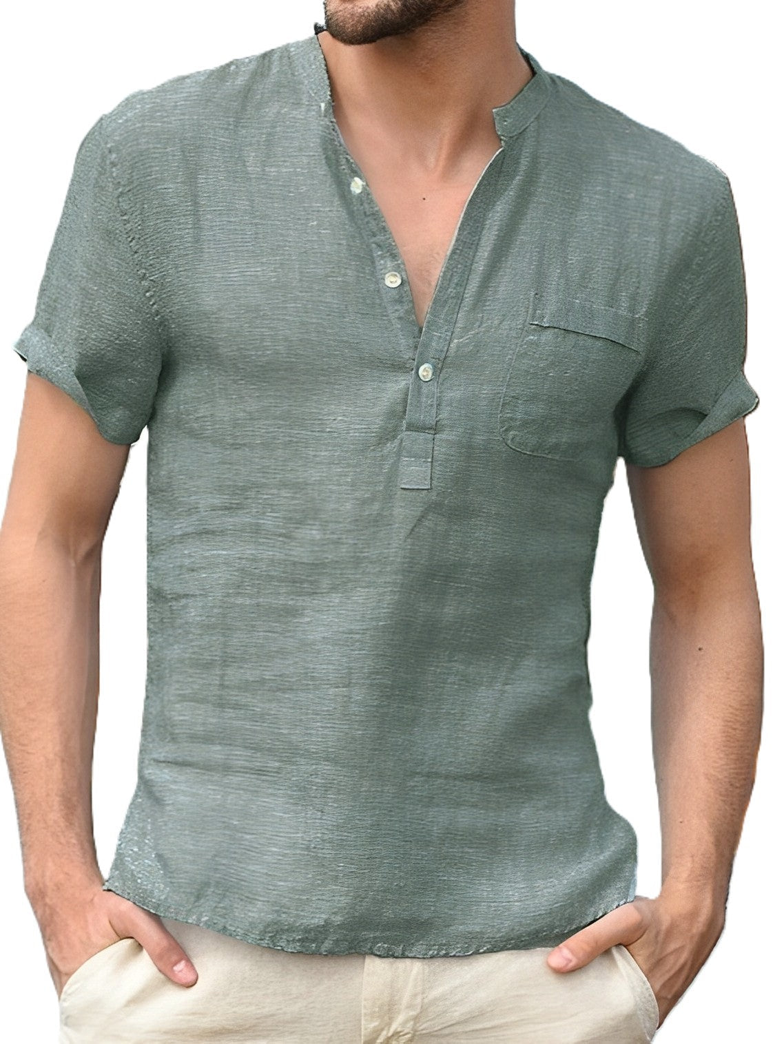 Tyrone - Cămașă confortabilă din in cu nasturi pentru bărbați