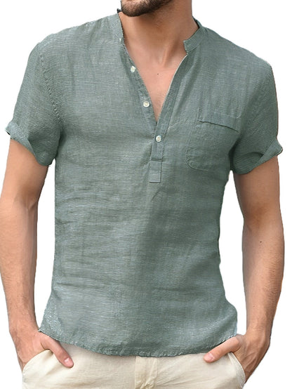 Tyrone - Cămașă confortabilă din in cu nasturi pentru bărbați