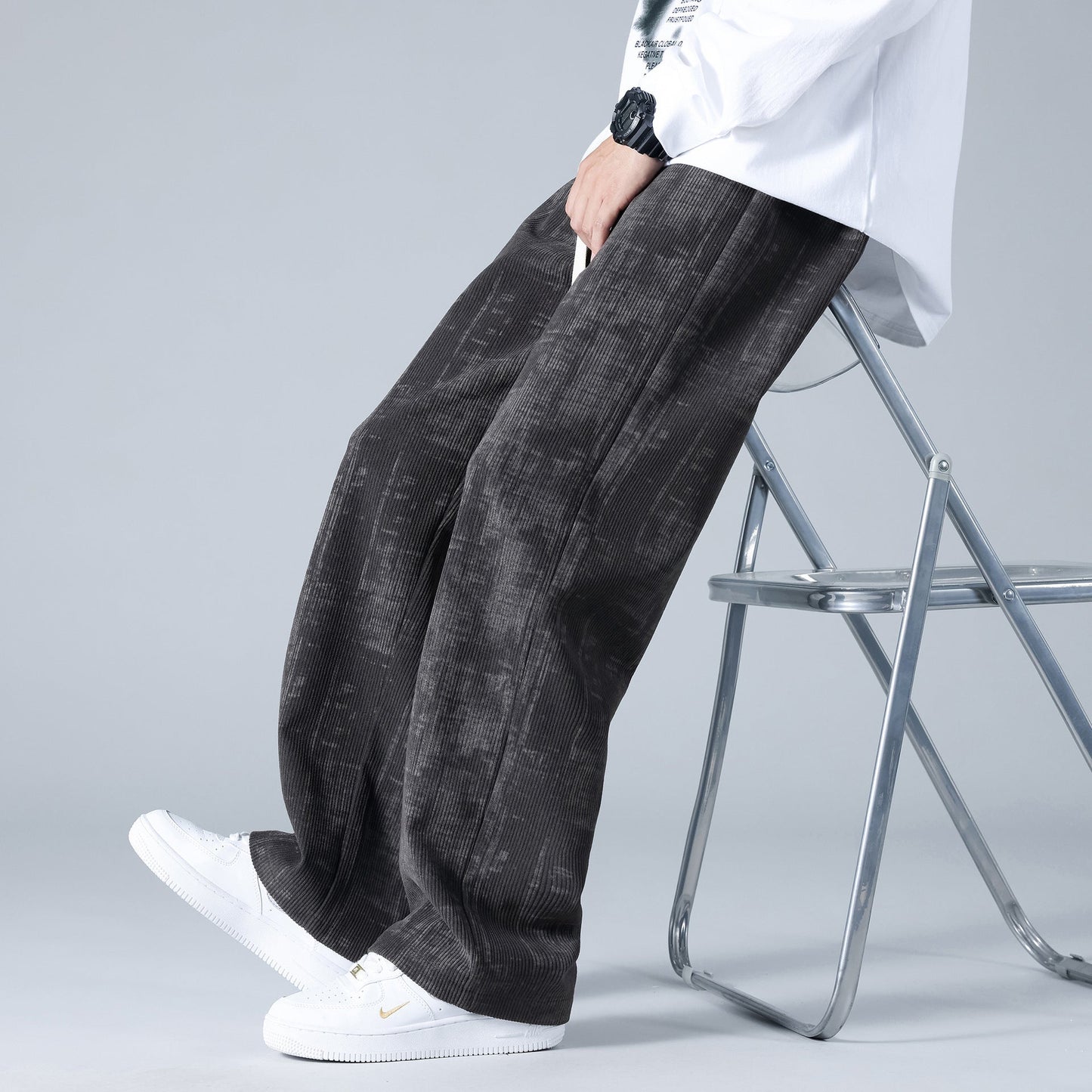 Larry - Stil ocazional, pantaloni cord din velur pentru bărbați