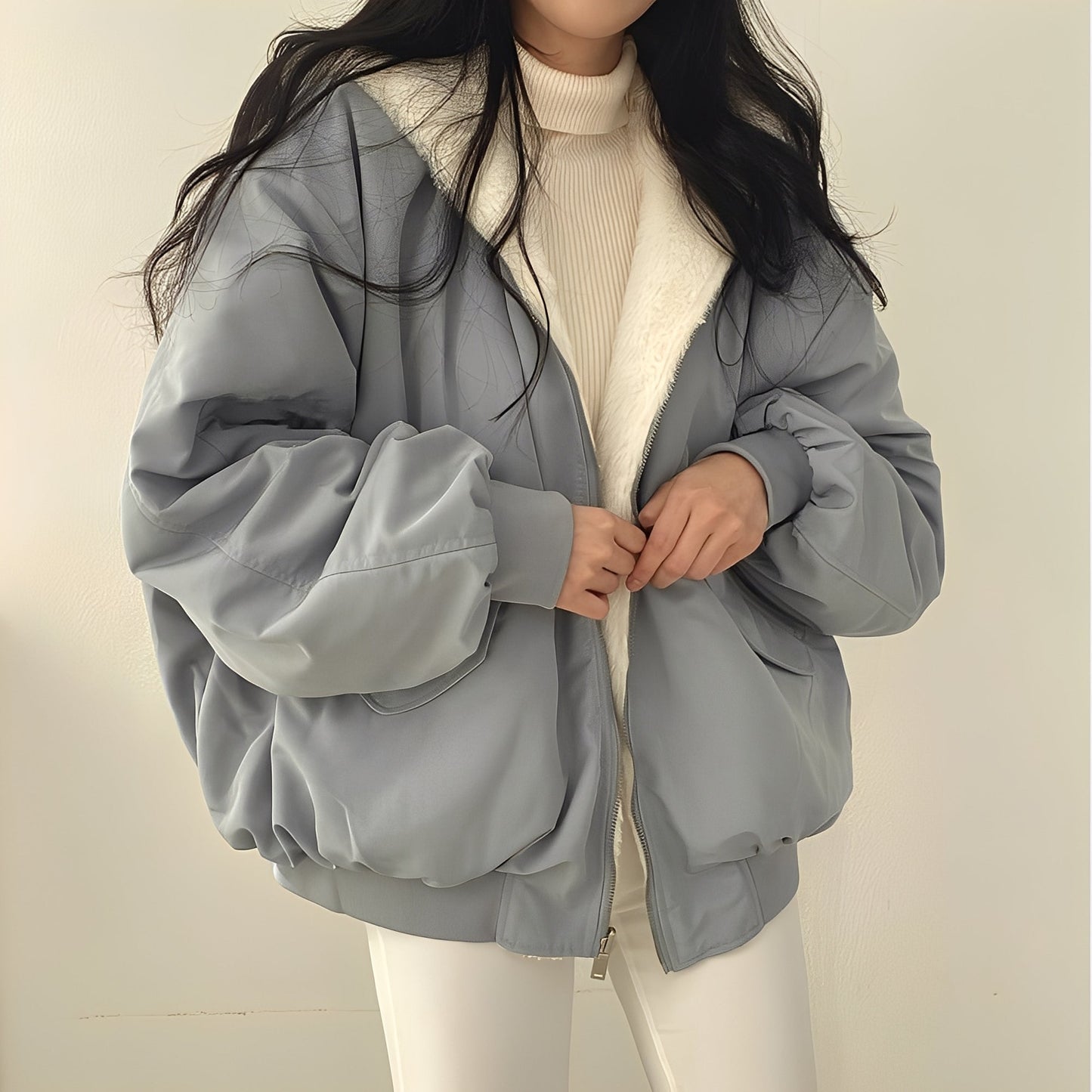 Mallaury - Geacă de iarnă călduroasă cu croială lejeră pentru femei