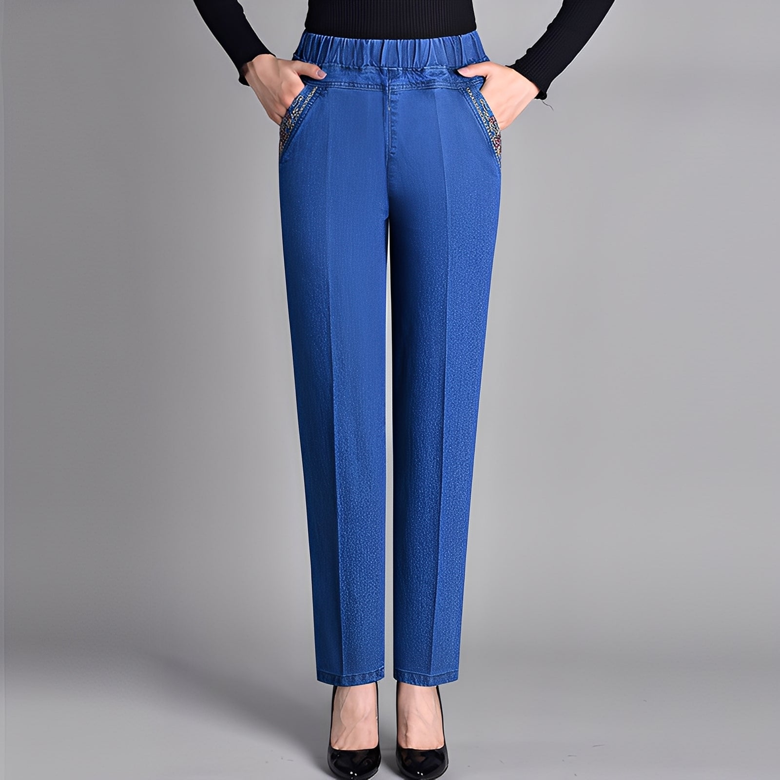 Doriane - Pantaloni simpli cu talie elastică pentru femei