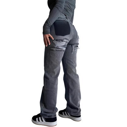 Lillian - Jeans casual cu talie înaltă și rupturi pentru femei