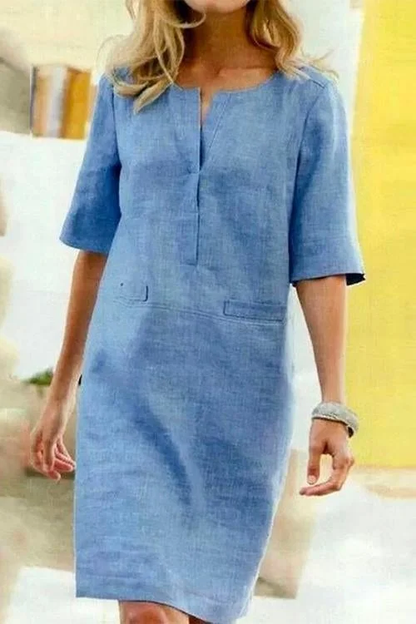 Alessandra - Rochie din Bumbac și In cu Confort Ușor