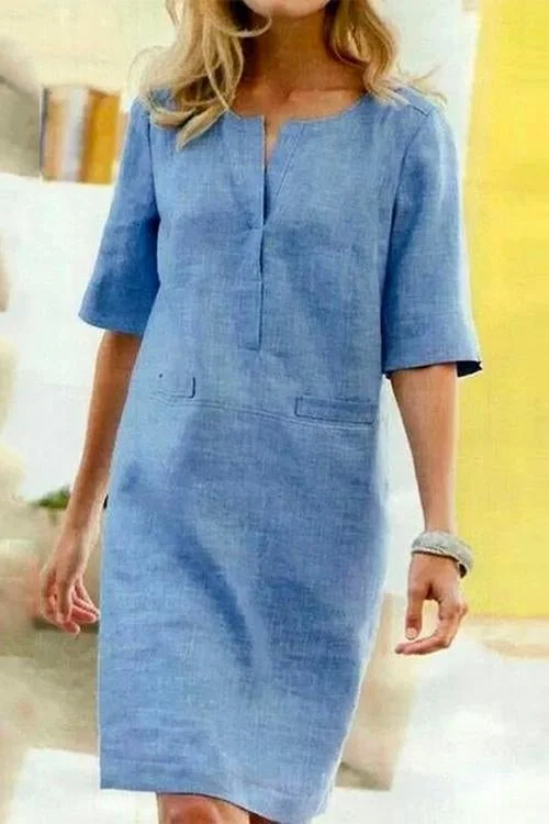 Alessandra - Rochie din Bumbac și In cu Confort Ușor