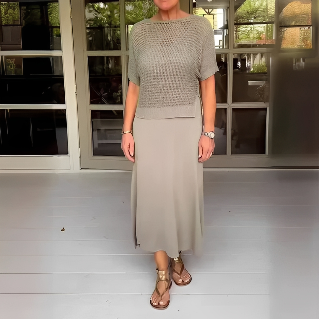 Almera - Set jachetă și fustă din tricot pentru femei