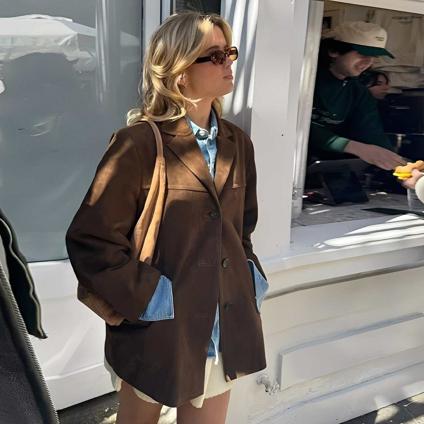 Laura - Jachetă clasică din piele cu guler revers pentru femei