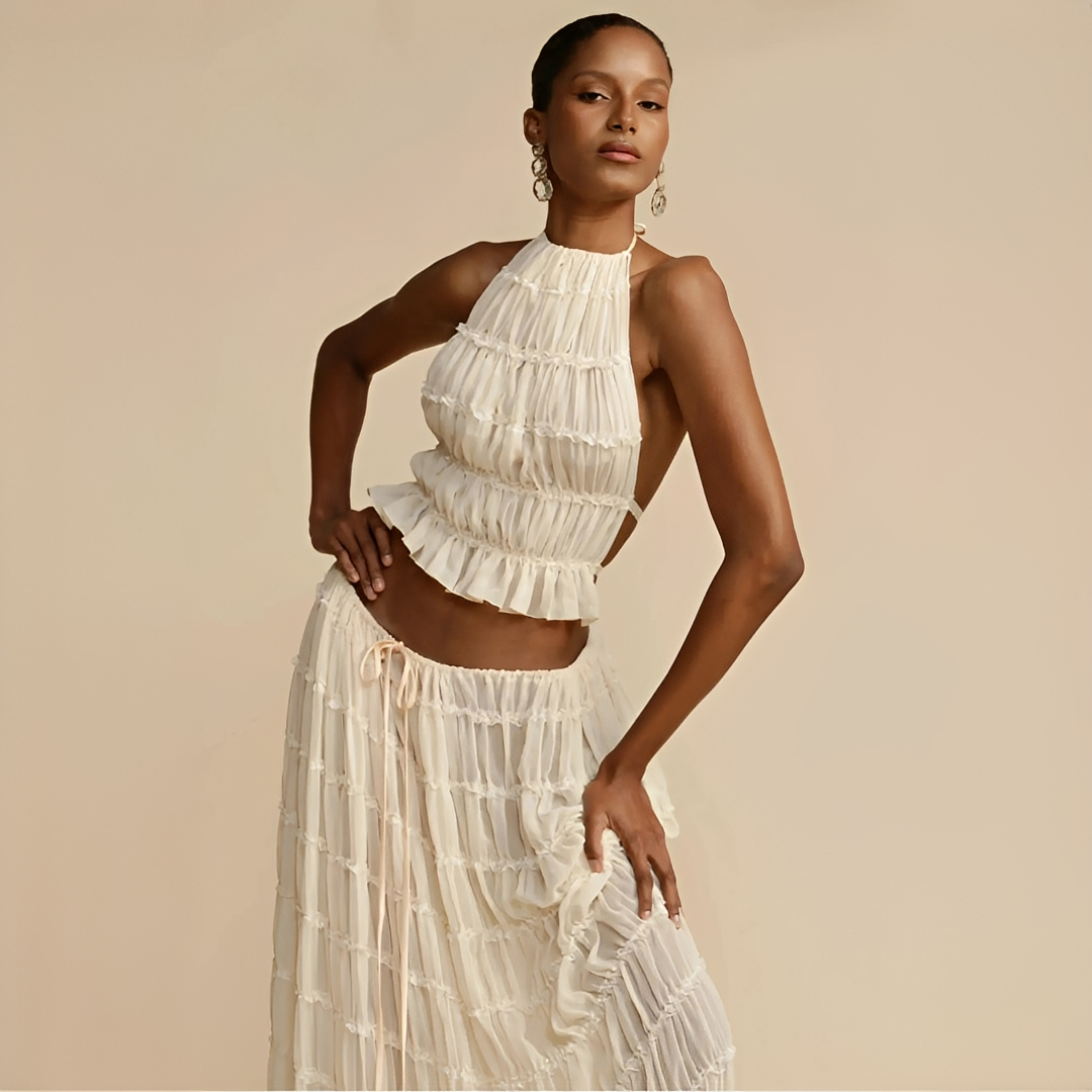 Kalea - Ansamblu top și fustă de vară pentru femei