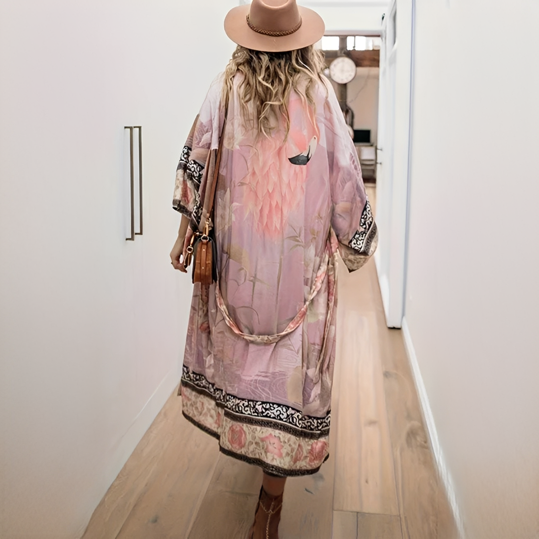 Barbarra - Rochie elegantă și lungă cu imprimeu floral pentru femei