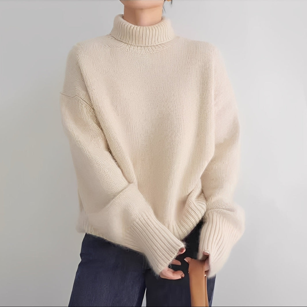 Clementine - Pulover casual pentru femei cu guler înalt