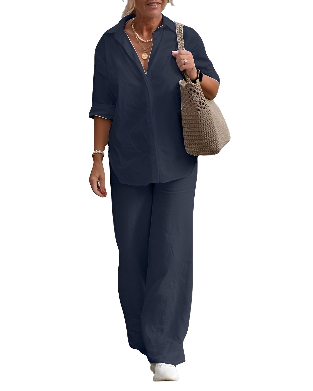 Earleen - Costum din in în două piese confortabil pentru femei