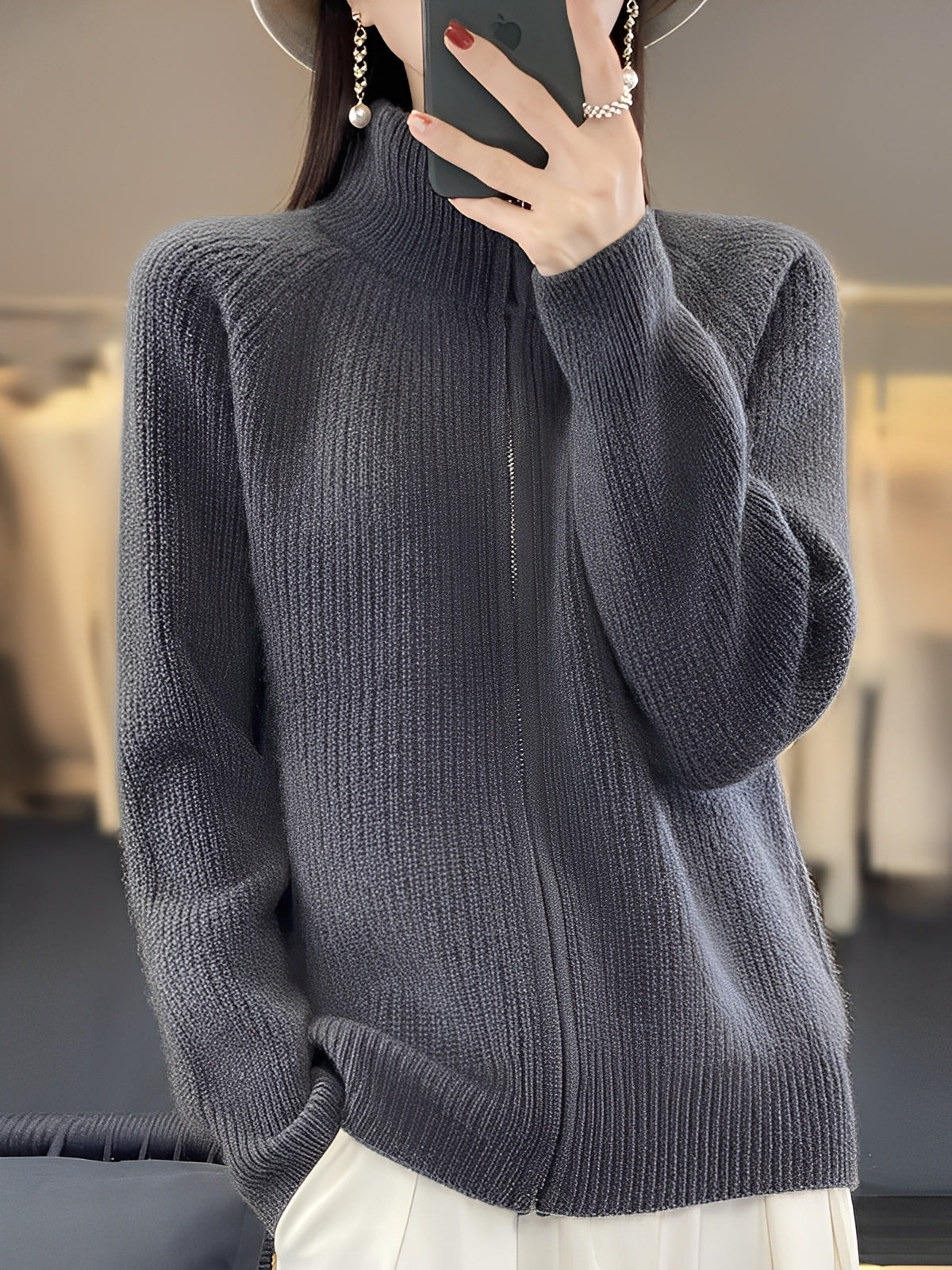 Brylee - Jachetă modernă din lână cu fermoar pentru femei