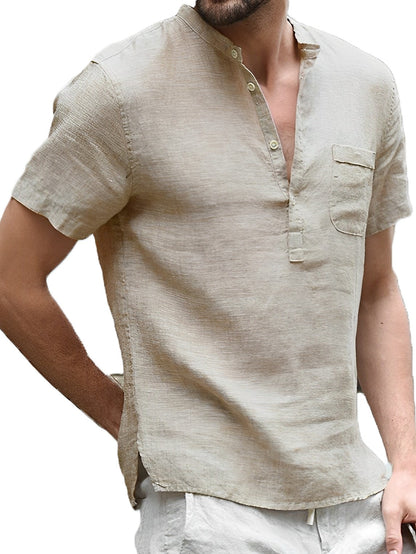 Tyrone - Cămașă confortabilă din in cu nasturi pentru bărbați