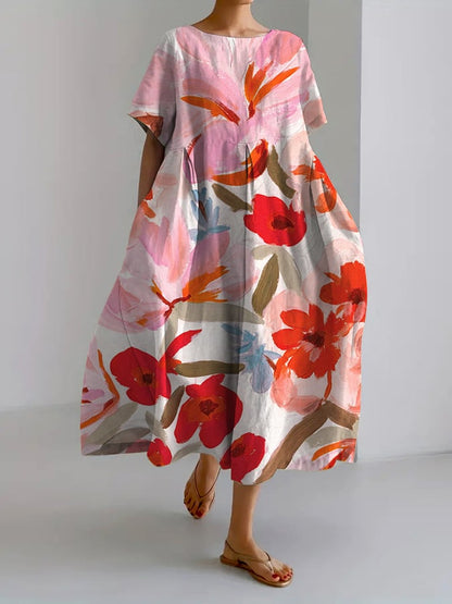 Diana - Rochie Vintage cu Imprimeu Botanic cu Flori