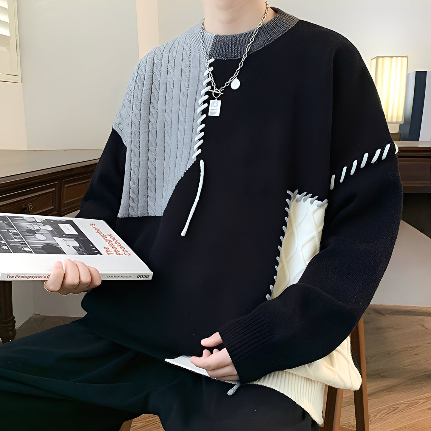 Curtis - Stilish Fleece-Pulover cu Design în Bloc de Culori pentru Bărbați