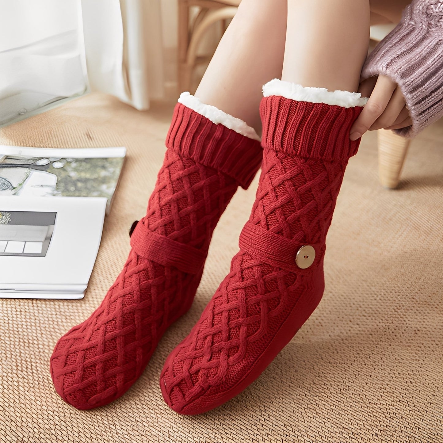 Lavina - Șosete din lână căptușite cu fleece, stilate, pentru dame