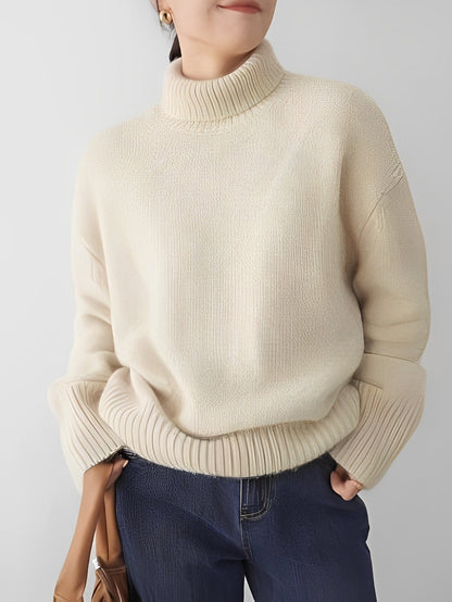 Yvette - Pulover lejer din cașmir cu guler înalt pentru femei