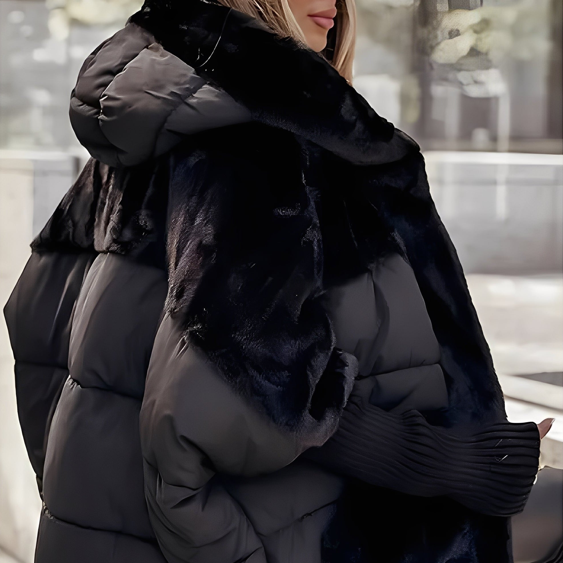 Alayna - Elegantă, șic jachetă cu blană artificială pentru femei