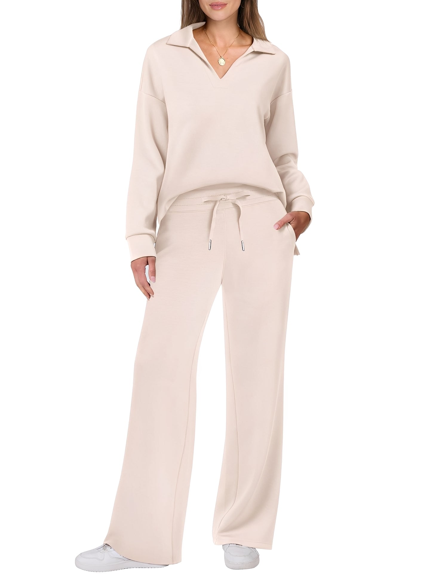 Justina - Set lejer din pulover și pantaloni pentru dame