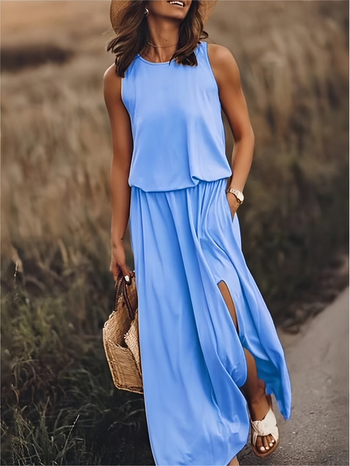 Edna - Rochie maxi boho din modal în stil elegant