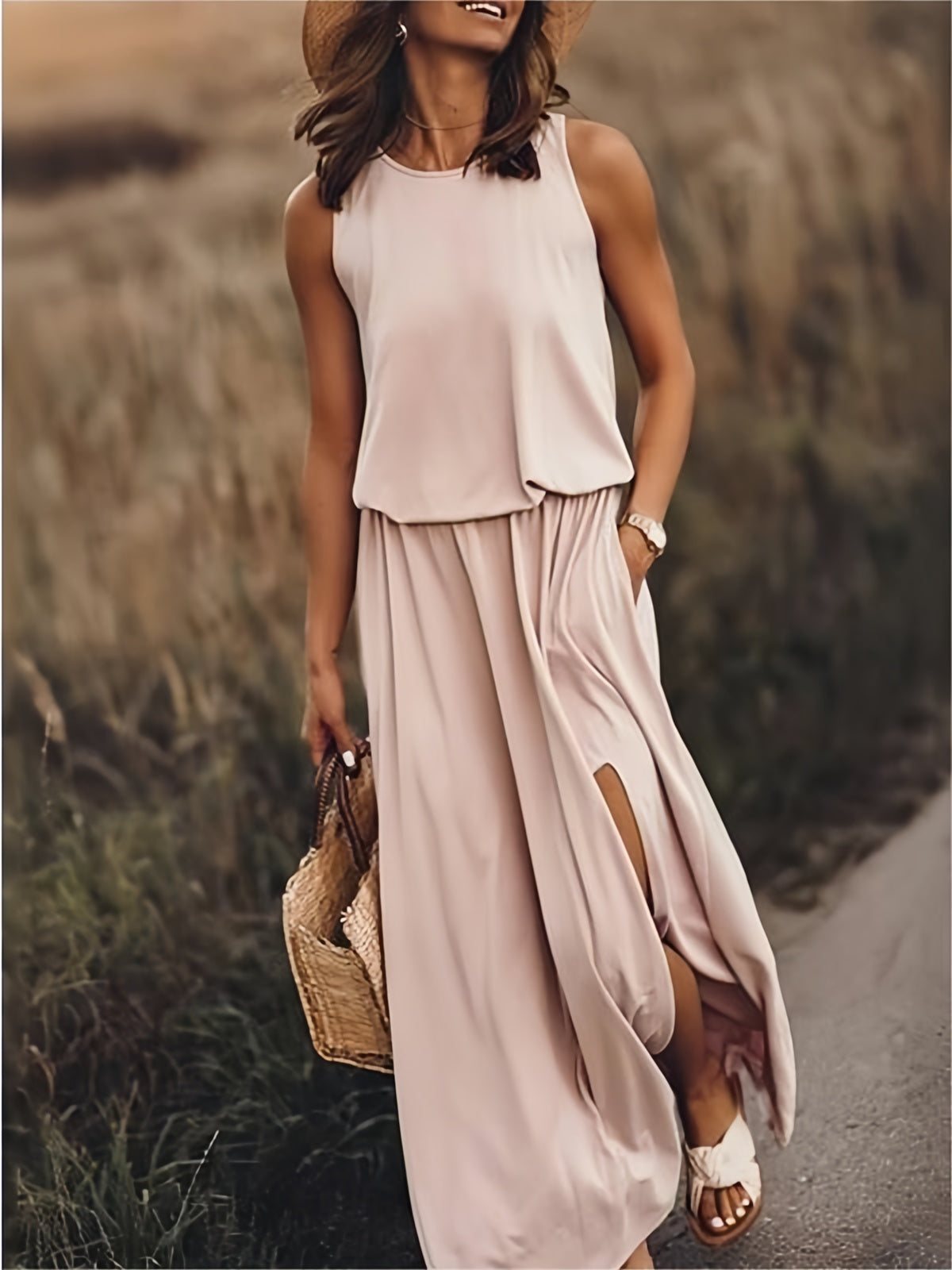 Edna - Rochie maxi boho din modal în stil elegant