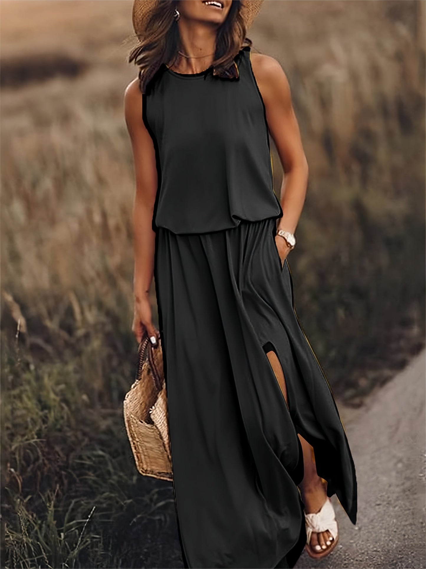Edna - Rochie maxi boho din modal în stil elegant