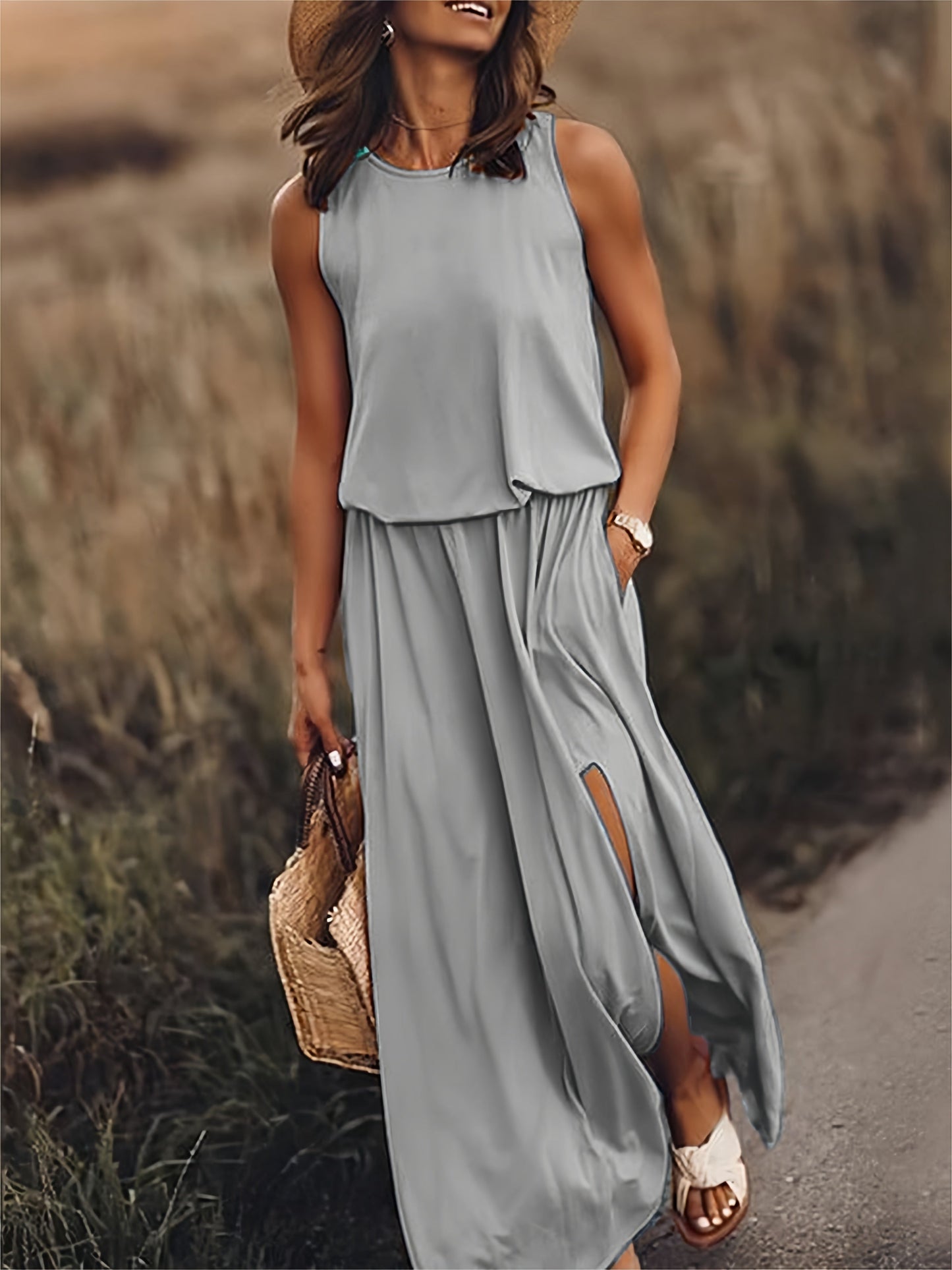 Edna - Rochie maxi boho din modal în stil elegant