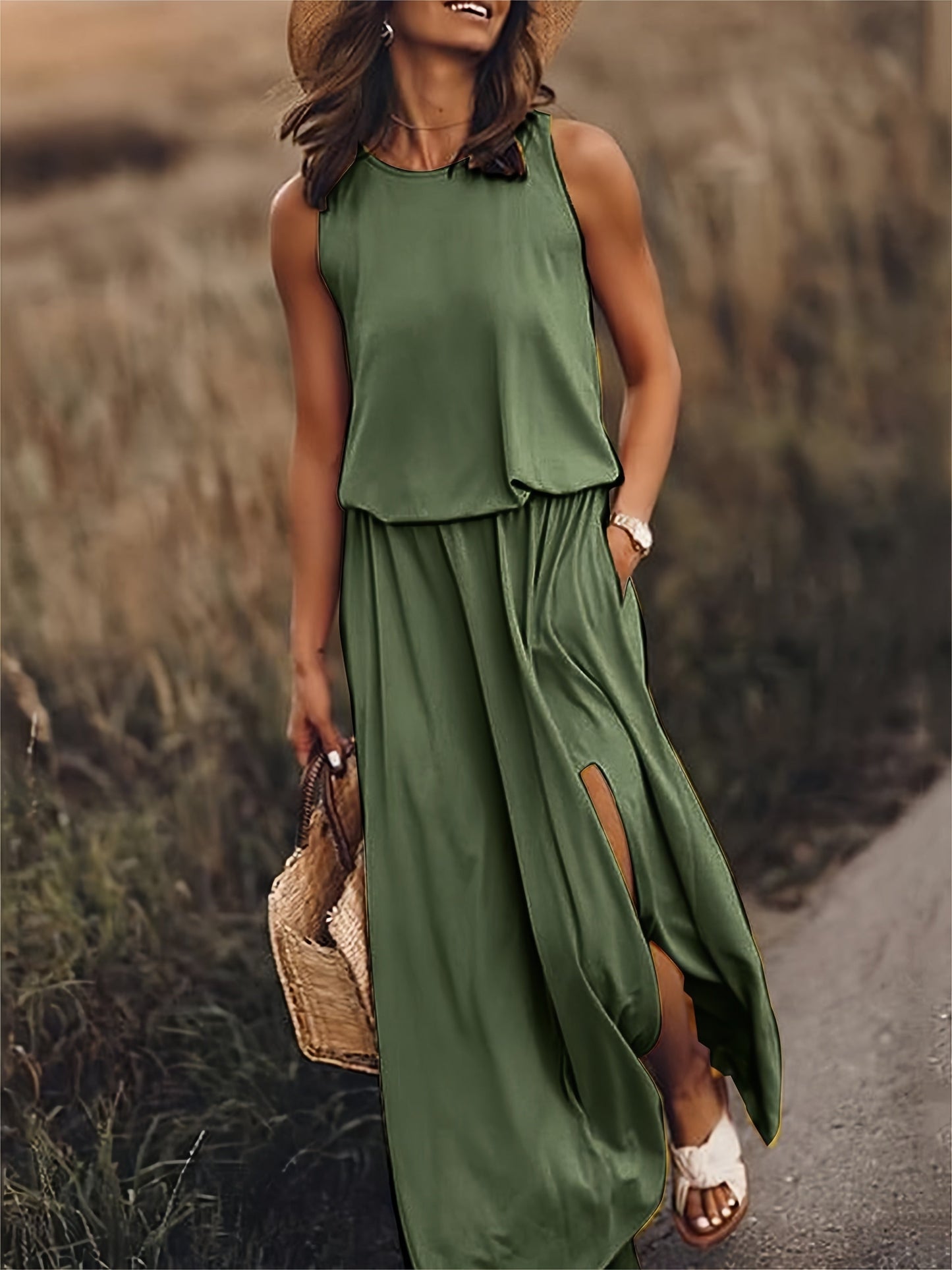 Edna - Rochie maxi boho din modal în stil elegant