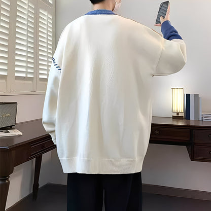 Curtis - Stilish Fleece-Pulover cu Design în Bloc de Culori pentru Bărbați