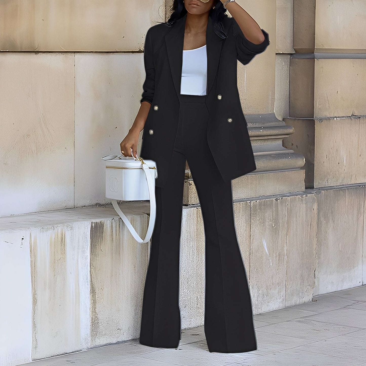 Mélanie - Blazer lung elegant și șic pentru femei ansamblu