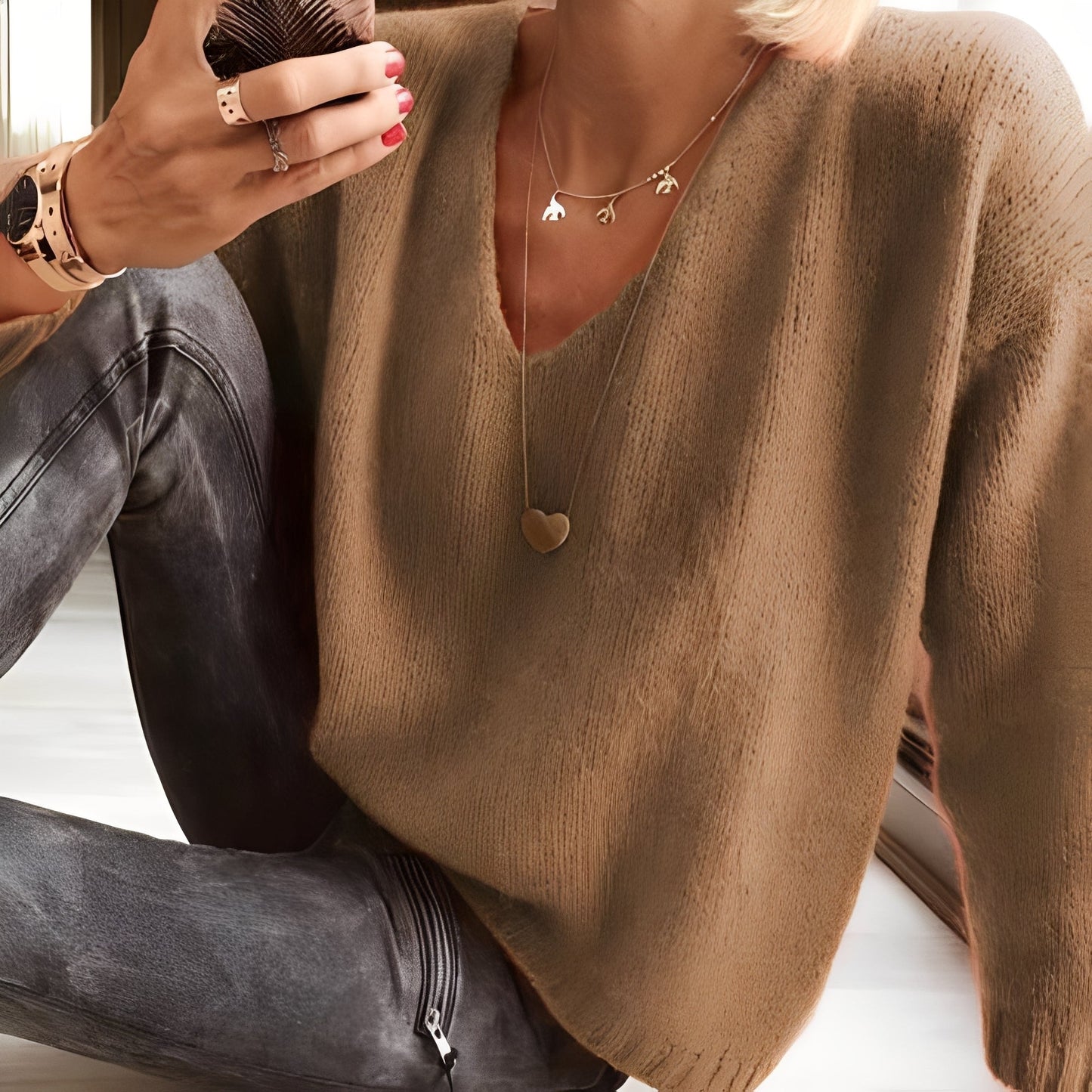 Dorris - Pulover lejer, simplu cu mâne lungi pentru dame