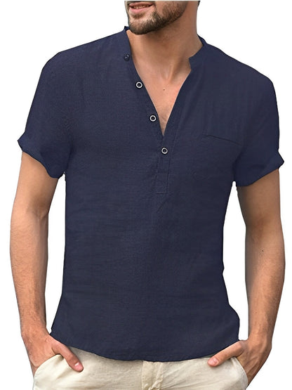 Tyrone - Cămașă confortabilă din in cu nasturi pentru bărbați