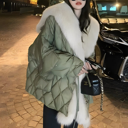 Marjorie - Geaca de puf la moda cu guler de blana pentru femei