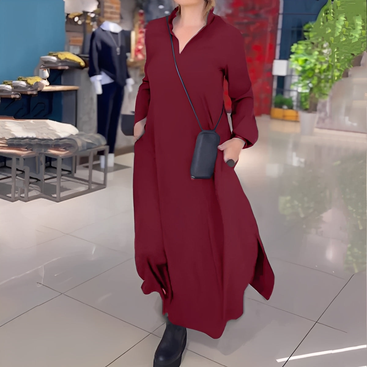 Hélène - Rochie feminină largă cu deschidere laterală