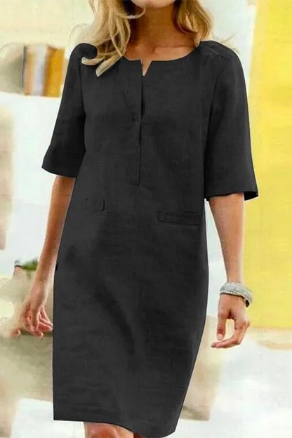 Alessandra - Rochie din Bumbac și In cu Confort Ușor