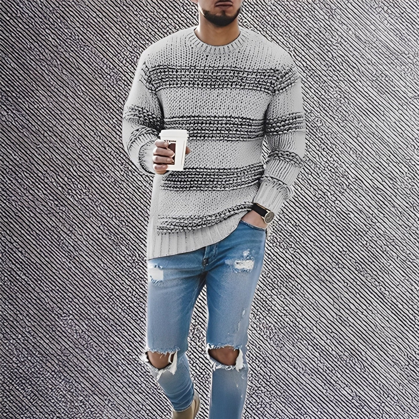 Kenzo - Pulover pentru bărbați cu dungi moi