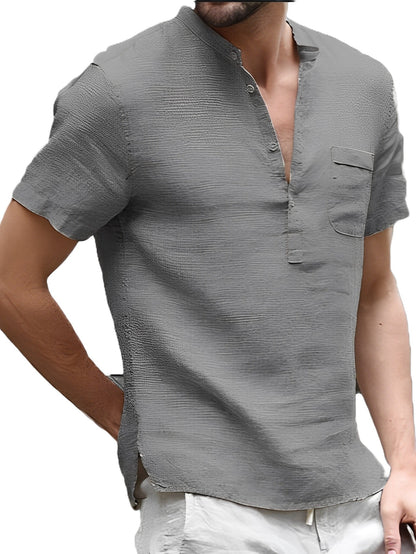 Tyrone - Cămașă confortabilă din in cu nasturi pentru bărbați